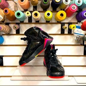 Air Jordan 7 Retro Patent Black Gloss Sneakers